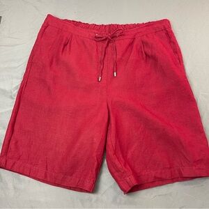 Chico’s 100% Linen Drawstring Maroon Bermuda Style Shorts Size 3 US 16 Classic